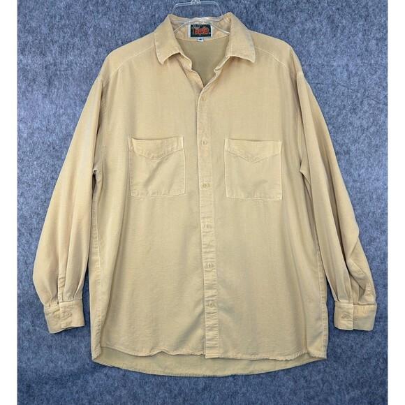 Vintage Tianello Shirt Mens Small Yellow Long Sleeve Tencel Soft 90s Made in USA - Picture 1 of 11